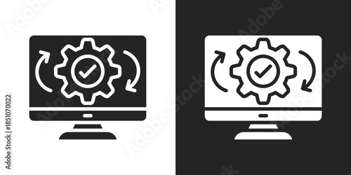 Regression Testing Icon In Black And White Glyph Style