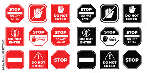 collection of traffic signs do not enter stop warning and prohibition
