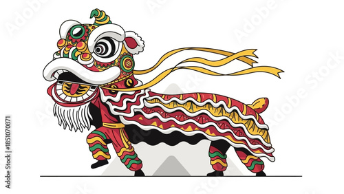 Dragon and lion dance characters
