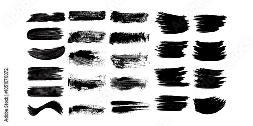 Beautiful Brushes vector collection. Grunge Elements - Brush strokes, ink paint brushes, grunge lines. Rectangle text box for social media and network. vector