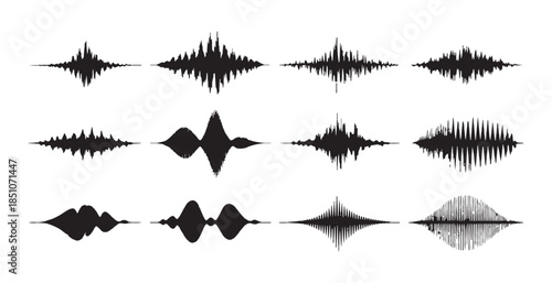 Audio equipment and sound production tools line icons set for recording and live performance