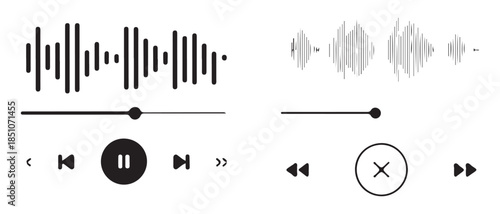 Diverse set of audio and sound equipment line icons, including loudspeakers, discs and guitars