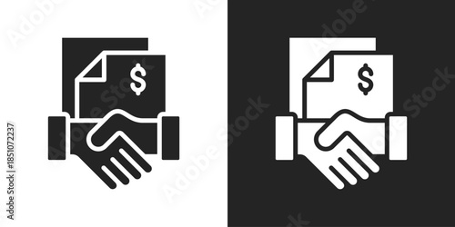 Contract Deal Icon In Black And White Glyph Style
