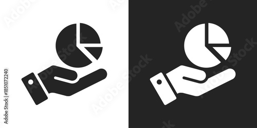 Data Investment Icon In Black And White Glyph Style