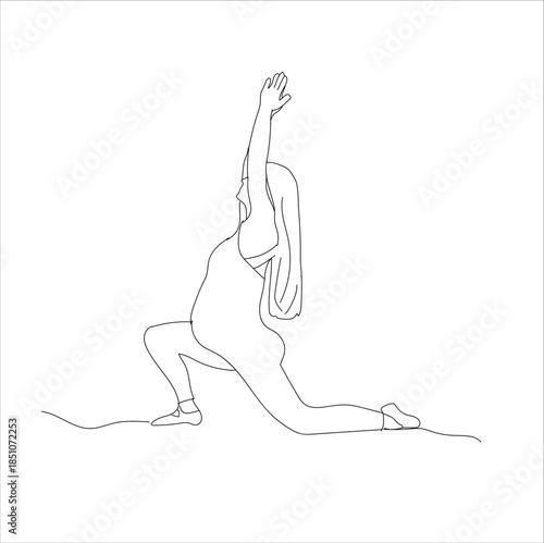 continuous line of beautiful pregnant woman in yoga