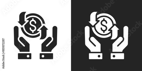 Return Growth Icon In Black And White Glyph Style