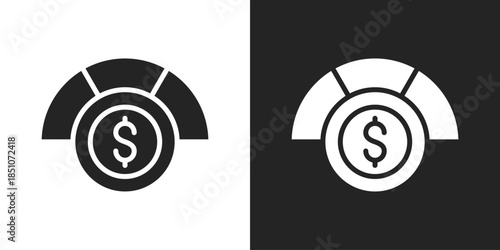 Financial Target Icon In Black And White Glyph Style