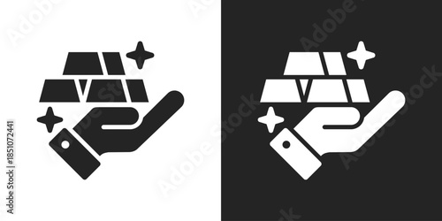 Gold Value Icon In Black And White Glyph Style