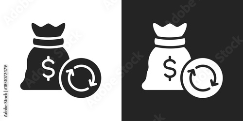 Cash Flow Icon In Black And White Glyph Style