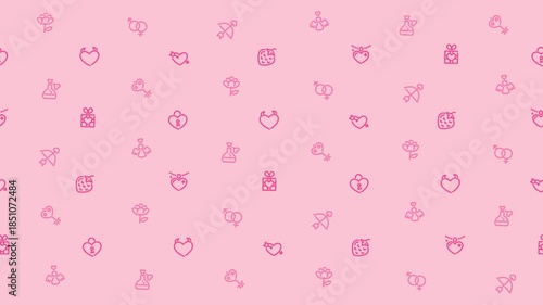 Cute valentine pattern with pink hearts and flowers