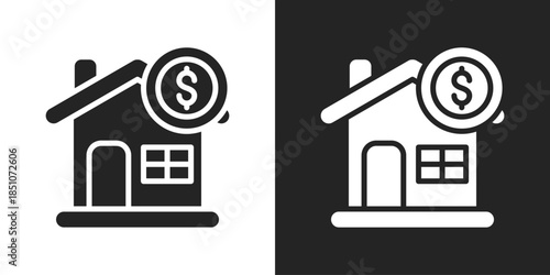 Real Estate Icon In Black And White Glyph Style