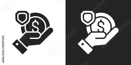 Asset Protection Icon In Black And White Glyph Style