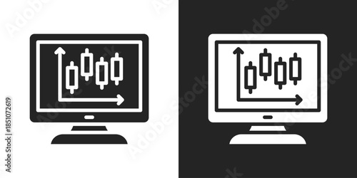 Stock Trading Icon In Black And White Glyph Style