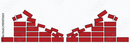 Collection of six brick wall icons in various graphic styles including flat design, outline, silhouette, and hand-drawn sketch for construction and building themes. Brick Wall White Icon Set Design