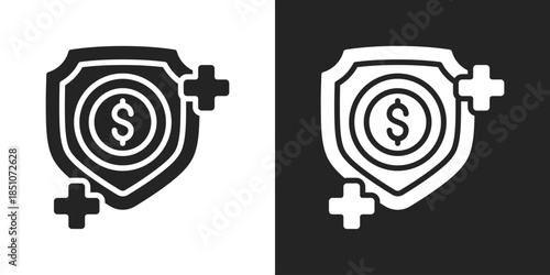 Financial Security Icon In Black And White Glyph Style