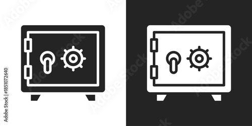 Safe Deposit Icon In Black And White Glyph Style