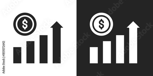Revenue Growth Icon In Black And White Glyph Style