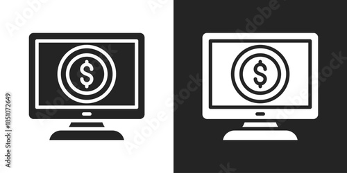 Digital Currency Icon In Black And White Glyph Style