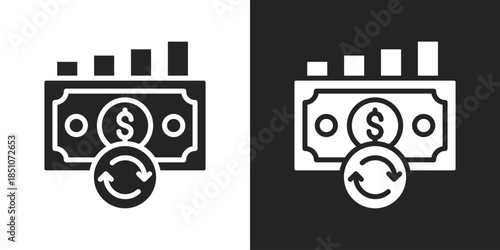 Cash Flow Icon In Black And White Glyph Style