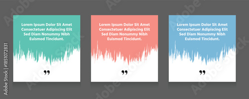 Quote frames blank templates set. Set of speech bubble quotes template. Textbox isolated on a color background. Testimonials text in brackets, citation empty quote bubbles.