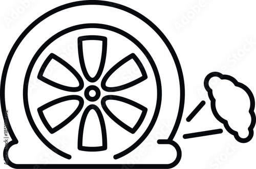 Vehicle wheel experiencing a flat tire with air actively leaking