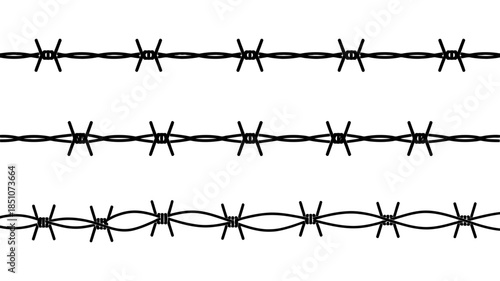 Hand drawn illustration of two strands of sharp barbed wire