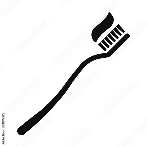 Toothbrush with toothpaste flat vector icon isolated on a white background. Dental hygiene and oral care concept for medical, web, and app design. EPS 10.