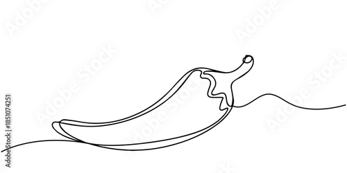 continuous line drawing of chili symbol. abstract line art illustration, Continuous line drawing of chili pepper with one line, white background, Vegetable concept. Design graphic vector illustration