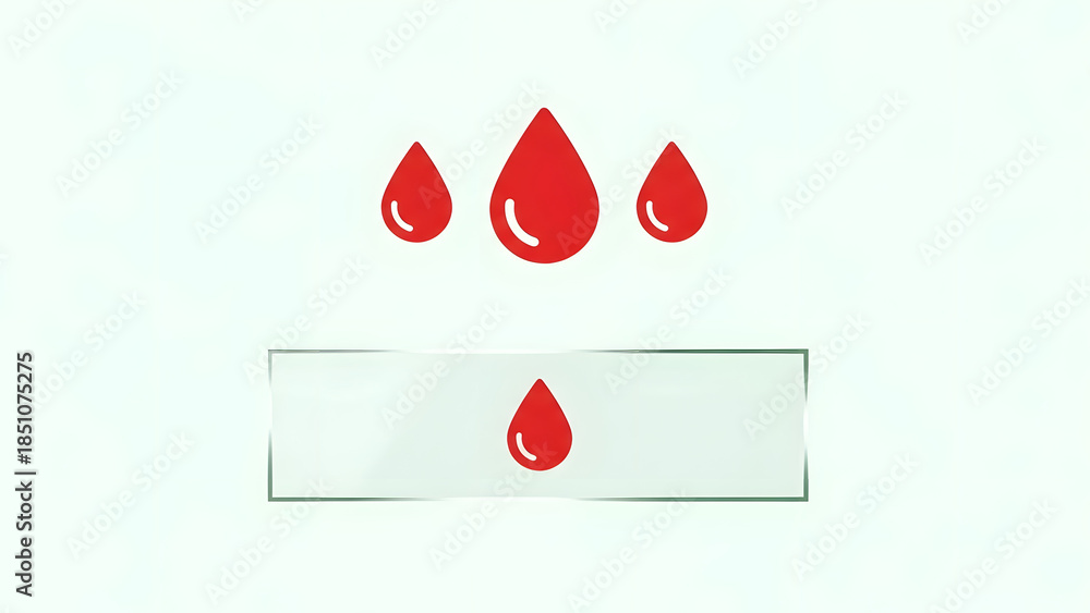 Fototapeta premium Red blood drops falling onto a glass slide for medical analysis and research