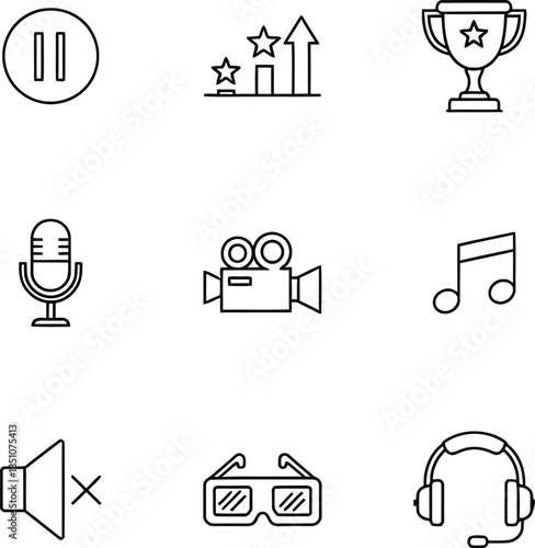 Media, Entertainment, and Audio/Video Icons Set
