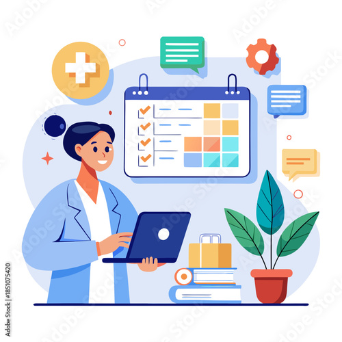 Medical professional reviewing digital health records
