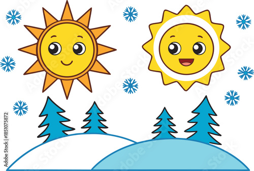 Winter Equinox Nature Calendar Illustration. Cold Season Winter Equinox Artwork. Winter Equinox Celestial Event Design. Winter Equinox Seasonal Change Illustration. Winter Equinox Natural Phenomenon