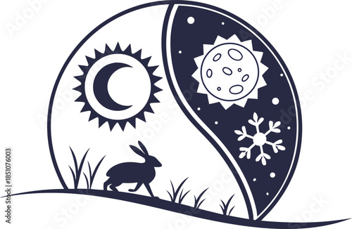 Winter Equinox Nature Calendar Illustration. Cold Season Winter Equinox Artwork. Winter Equinox Celestial Event Design. Winter Equinox Seasonal Change Illustration. Winter Equinox Natural Phenomenon