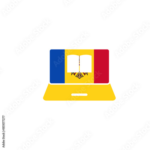 Moldova Read Book On Laptop In Icon