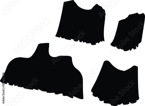 vector illustration of a set of fashion skirt, sofa and table cloths