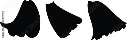 These are shape-placeholders for decorative draperies (valances) hanging above windows, shown here simply as black silhouettes.