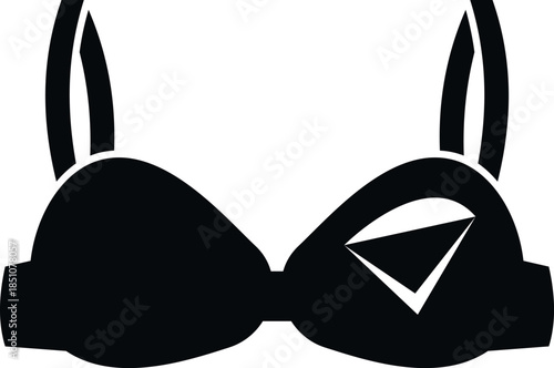 Black bra simple icon representing women's fashion and lingerie