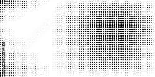 Halftone gradient. Dotted gradient, smooth dots spraying and halftones dot background seamless horizontal geometric pattern vector template set modern circle background modern
