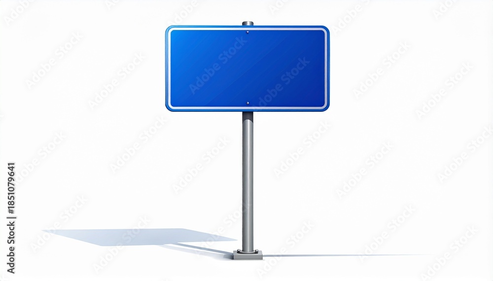 custom made wallpaper toronto digitalBlank blue road sign on pole with shadow, isolated on white background. Customizable empty traffic sign for text or symbols, 3D illustration.