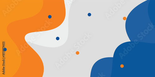 Blue and orange geometric business banner design. Creative banner design with wave shapes and lines for template. Simple design on white horizontal banner. Eps10 vector