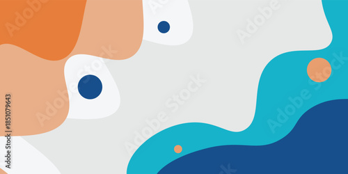 Blue and orange geometric business banner design. Creative banner design with wave shapes and lines for template. Simple design on white horizontal banner. Eps10 vector