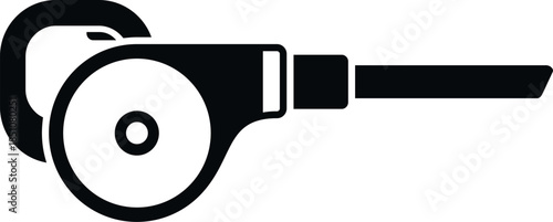 Black and white icon of a handheld leaf blower, symbolizing gardening equipment and autumn cleanup