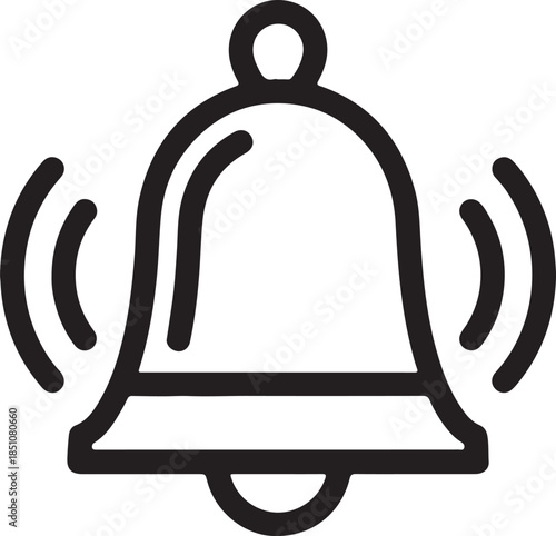 Notification bell with waves alerting people of new messages or events online