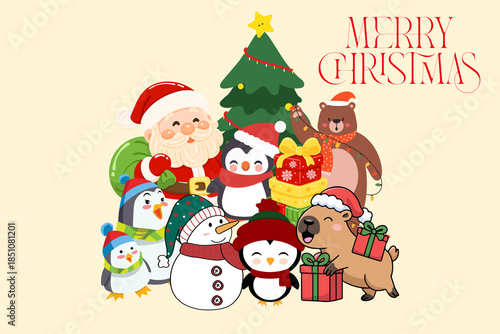 santa claus and christmas tree