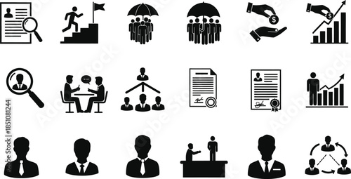 Collection of Business and Success Icons symbolizing growth, teamwork, strategy, and achievement