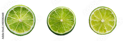 Fresh lime slices on transparent background culinary photography food styling