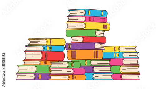 Colorful books stacking representing education and knowledge
