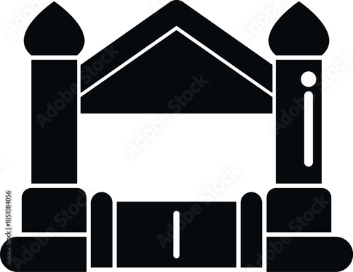 Inflatable bounce house icon for kids playing and party entertainment