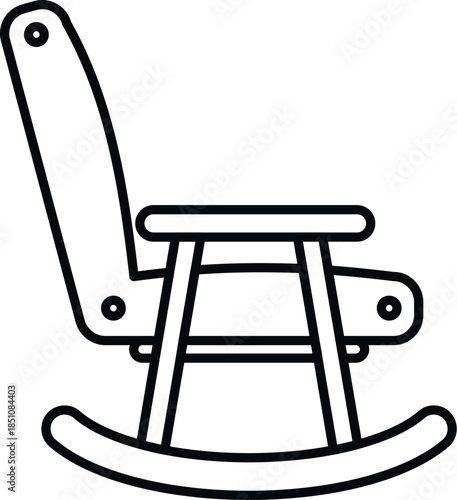 Wooden rocking chair outline representing relaxation and peace