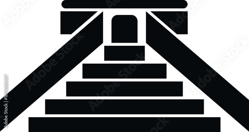 Ancient mayan pyramid icon with distinct steps, representing history and civilization
